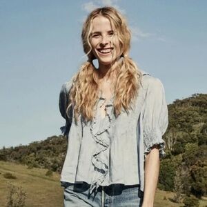 Doen Henri Blouse French Blue (Ramie) NWOT Size S